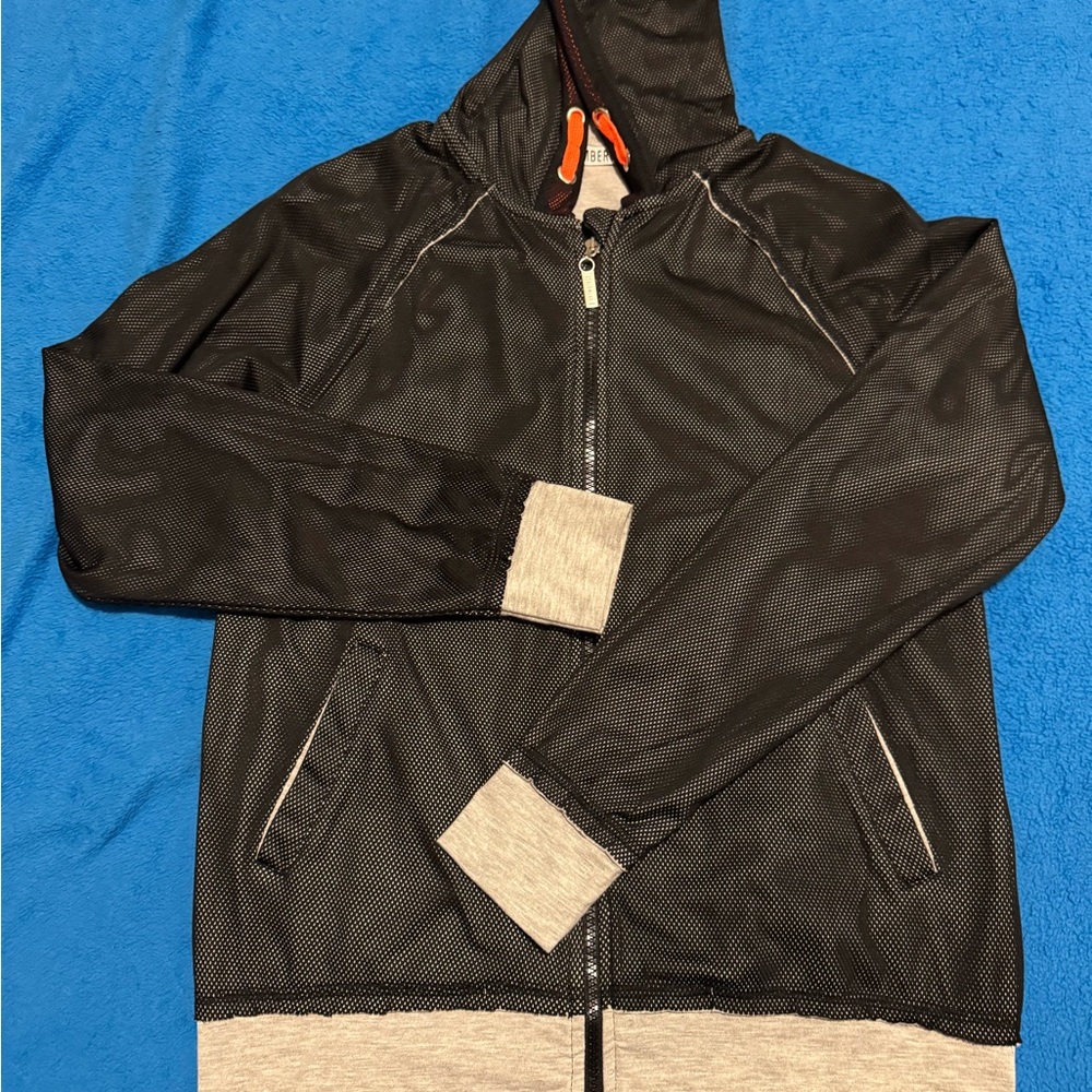 Bikkembergs Black and Gray Raincoat with Orange Detail